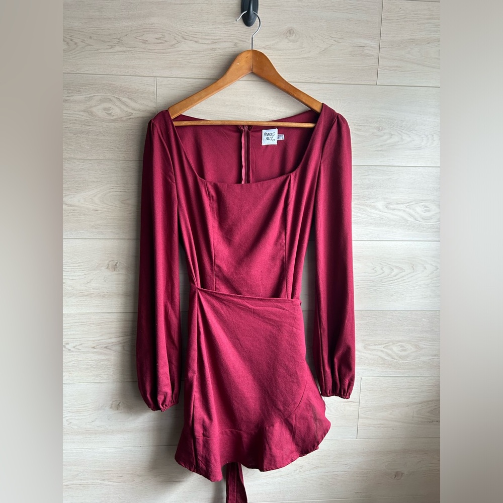 Princess Polly The Villa Mini Dress in Burgundy.